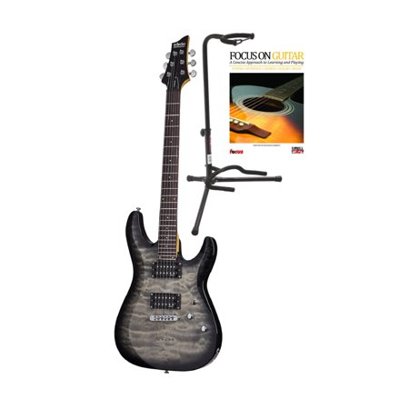 Schecter C-6 Plus 6-String Electric Guitar with Guitar Stand and Book