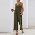 thumbnail image 4 of ZAZYULZ Summer Jumpsuits Womens Tank Jumpsuits Scoop Neck Sleeveless Rompers Casual Wide Leg Loose Fit Rompers With Pockets(Army Green,Xl), 4 of 9