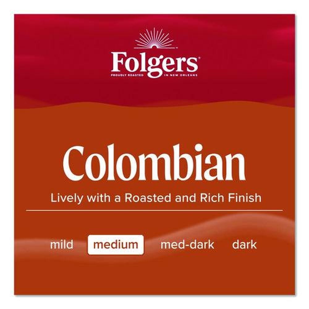 (6 pack) Folgers Colombian Ground Coffee, Medium Roast, 22.6 oz Canister