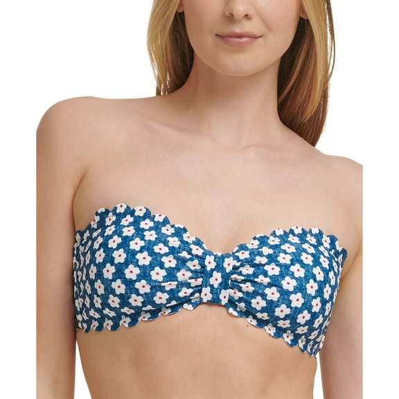Tommy Hilfiger DITSY DAISY Scalloped Bandeau Bikini Swim Top, US Medium