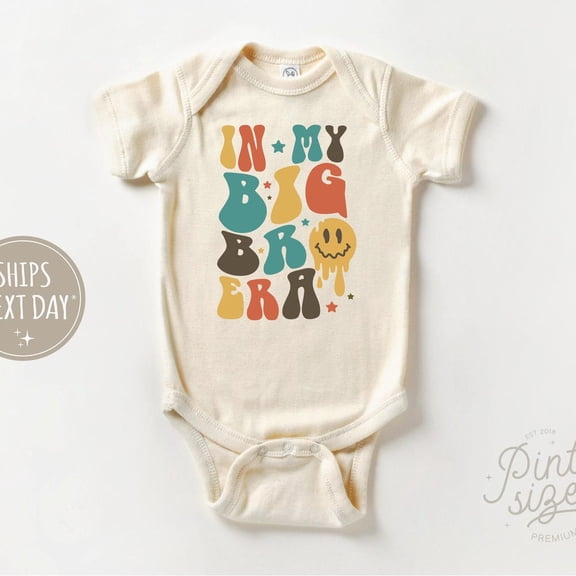 Baby Bodysuit BELLA CANVAS Big Brother Onesie - In My Big Bro Era Baby Onesie - Cute Retro Big Brother Bodysuit - Natural Pregnancy Announcement Baby Onesie