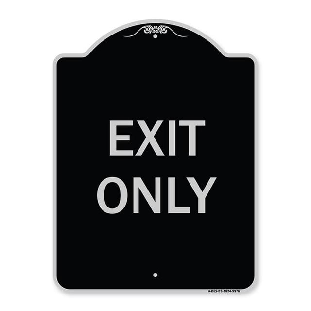 SignMission A-DES-BS-1824-9976 18 x 24 in. Designer Series Sign - Exit Only, Black & Silver