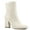 Cream PU, variant on Pennysue Women's Square Toe Mid Calf Boots White Chunky Block Heel Ankle Booties Side Zipper Size 8M