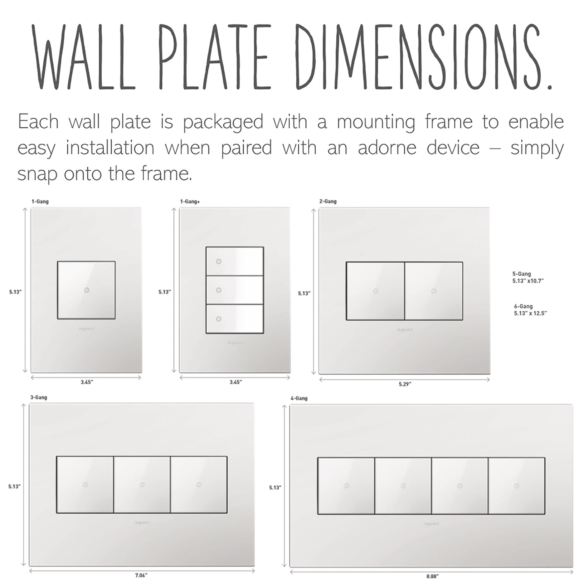 legrand awm1g24 adorne 1 gang 3-7/16" wide wall plate