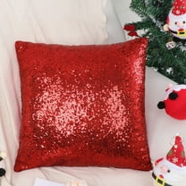PiccoCasa 18"x18" Decorative Cushion Cover Sparkling Sequin Throw Pillowcase, Red