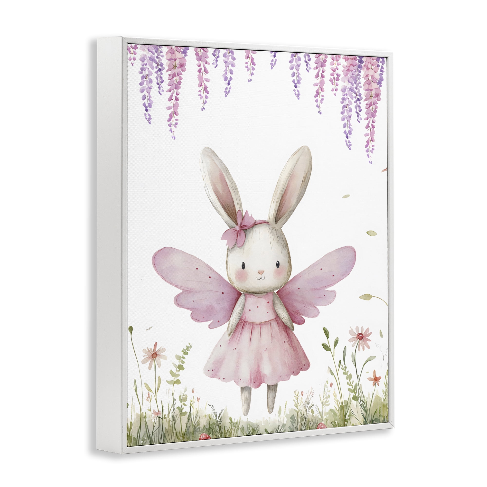 Stupell Industries Woodland Bunny Forest Fairy White Framed Giclee Art, design by LSR Design Studio