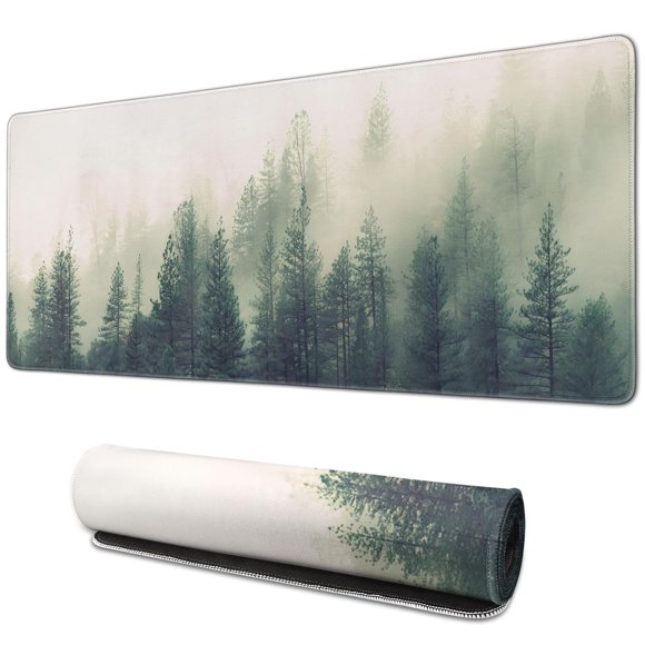 Tapis de Souris Motif Forêt - Assurant la Précision à Chaque Mouvement avec Sa Grande Taille, Base en Caoutchouc Antidérapante et Bords Cousus - 31.5 x 11.8 Pouces