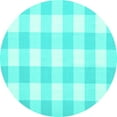 thumbnail image 1 of Ahgly Company Machine Washable Indoor Round Checkered Turquoise Blue Modern Area Rugs, 5' Round, 1 of 4