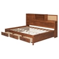 thumbnail image 4 of Full Size Wooden Daybed with 3 Drawers and Shelves, Practical Daybed with Socket USB Interface, for Bedroom, Walnut, 4 of 9