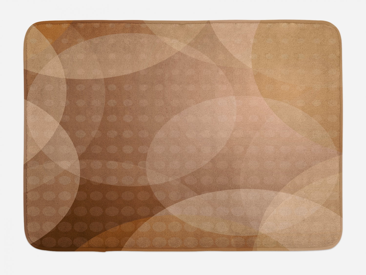 Tan Bath Mat, Overlapping Circles with Big and Small Polka Dots Pattern ...