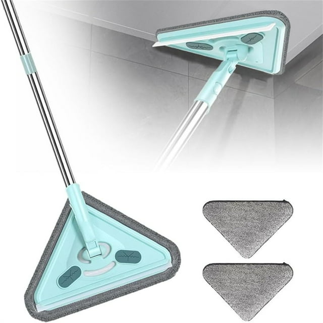 Riforla Vadrouille Triangulaire Multifonctionnelle Vadrouille Triangulaire Assemblée Vadrouille de Nettoyage Rotative à 360° Réglable Vadrouille Murale Extensible avec Long Manche Vadrouille Ménagère pour Plafond Fenêtre Plancher Chiffon de Vadrouille
