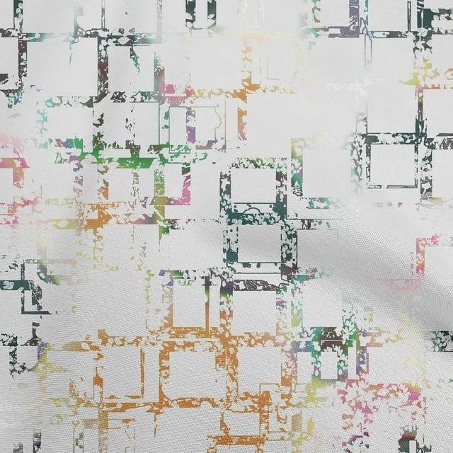 oneOone Polyester Spandex White Fabric Geometric Sewing Material Print Fabric By The Yard 56 Inch Wide-FL