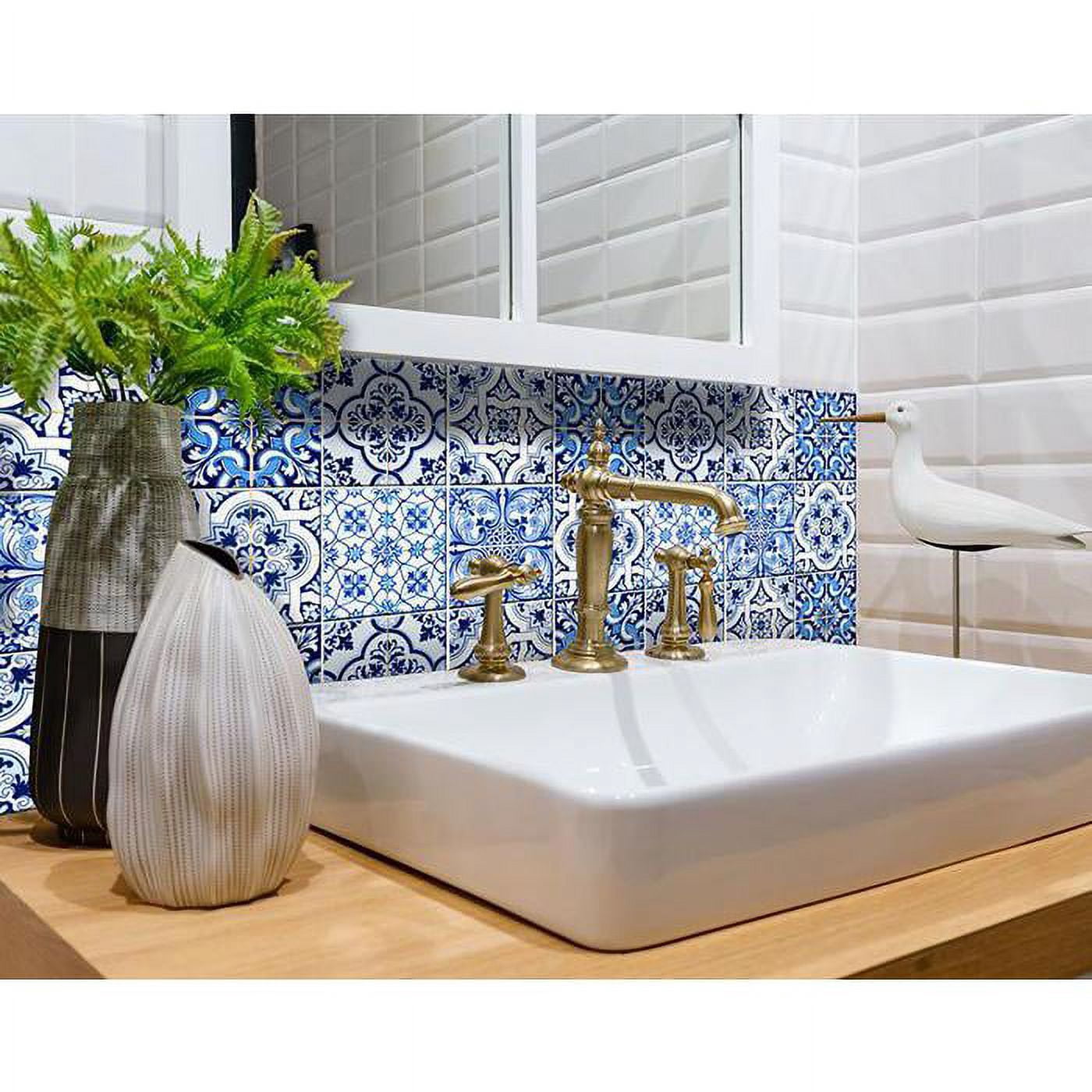HomeRoots 400325 4 x 4 in. Azul Multi Blue Mosaic Peel & Stick Tiles
