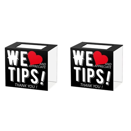 2X Acrylic Tip Jar for Bartender Bars 6 X 4 X 5 Inch Tip Collection Box Donation Suggestion Box Money Storage Container