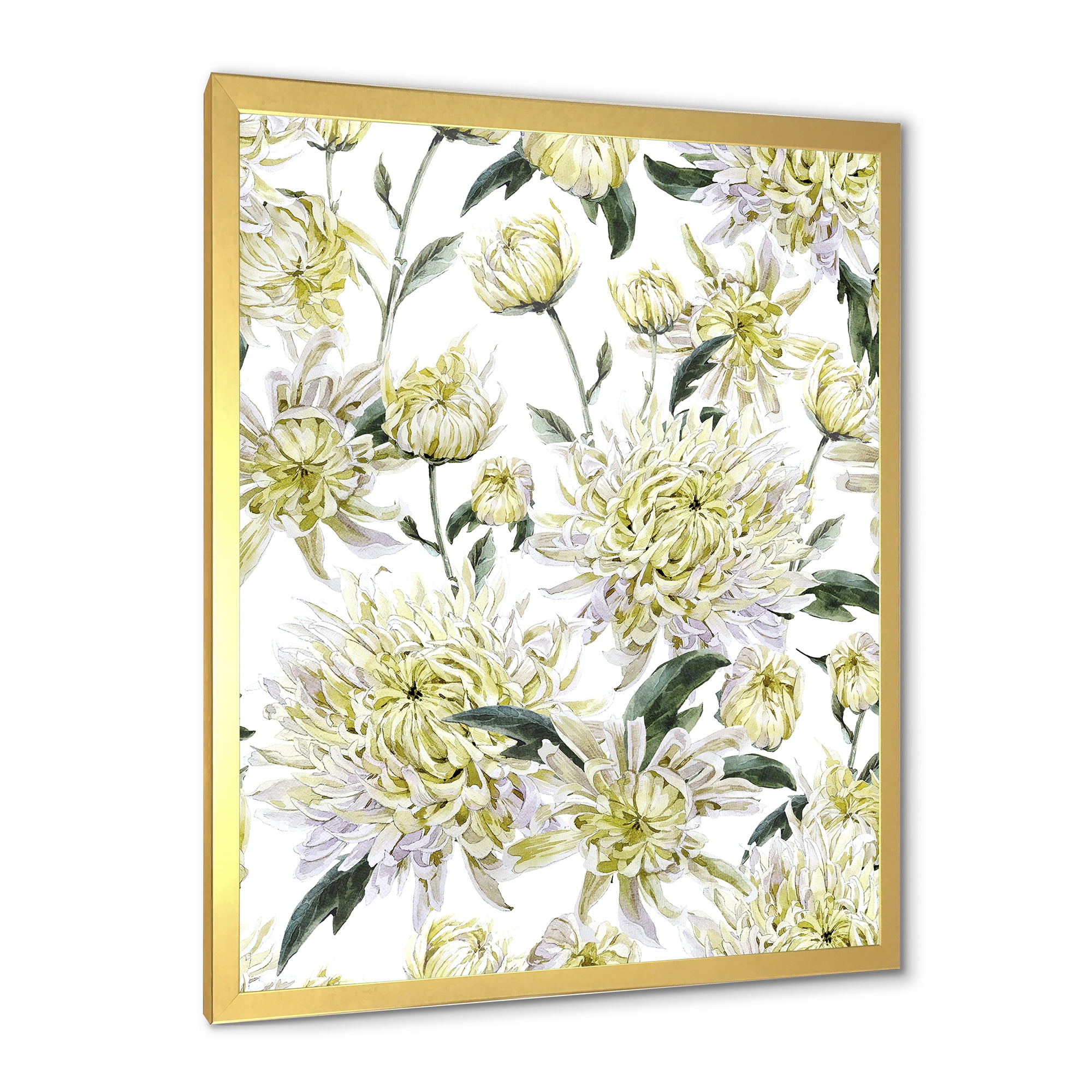 Designart 'Ancient Yellow Chrysanthemus I' Traditional Framed Art Print