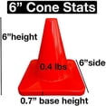 thumbnail image 6 of Heavy & Tough Cones - Won't Fly Away in Wind or Crack - Various Colors & Packs - Pro Training Cones - 6" Size (4 Pack, Orange), 6 of 7