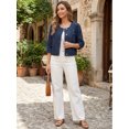thumbnail image 3 of DARING DIVA Women's Casual 3/4 Sleeve Button Up Cropped Denim Jacket XL Dark Blue, 3 of 6