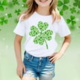 thumbnail image 2 of Girls St Patricks Day Shirt Size 10 Shamrock Graphic Comfortable Short Sleeve Round Neck Sports T-Shirt T-Shirts Infant To Big Kid 4-5 Years, 2 of 4