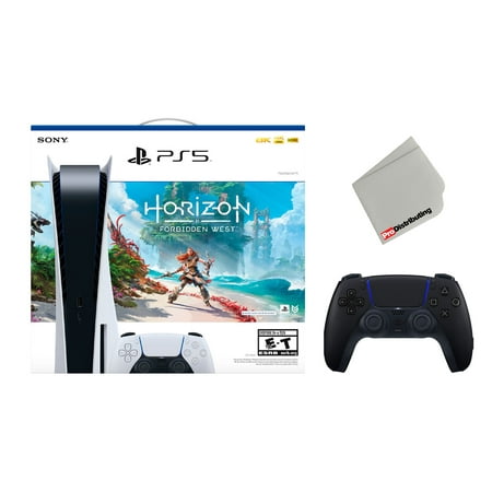 Sony Playstation 5 Disc Edition Horizon Forbidden West Bundle with Extra Black Controller and Microfiber Cleaning Cloth