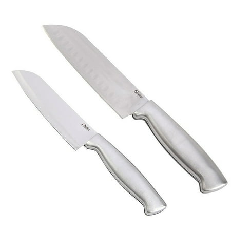 Oster Baldwyn 2 pc Santoku Knife Set - Stainless Steel Handle - SS - 1.2 mm - Clam (Best Santoku Knives 2019)