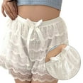 thumbnail image 2 of Womens Tiered Ruffled Lace Panty Bloomers Shorts Sweet Bowknot Half Slip Safety Pant Frilly Pettipants Knickers, 2 of 8