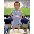 thumbnail image 4 of BemeyourBBs Newborn Baby Boys Golf Football Game Day Outfit Infant Baby Boy Spring Summer Fall Clothes Striped Short Sleeve Romper and Letter Ball Embroidery Overalls Shorts Set, 4 of 9