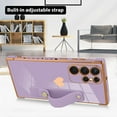 thumbnail image 4 of Designed for Samsung Galaxy S22 Ultra Case with Strap Luxury Love Heart Plating Gold Bumper Phone Cover Wristband Kickstand Full Body Protective Slim Case for Women Girls-Purple, 4 of 10
