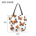 thumbnail image 5 of Open Top Canvas Tote Bag with Zipper Reusable Shopping Bag 13.5x15" Roomy Carryall Orange-black Butterfly, 5 of 9