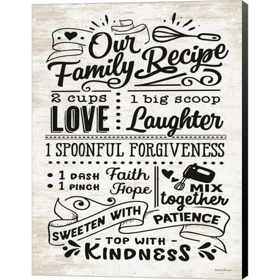 Great Art Now Our Family Recipe by Lettered & Lined, Canvas Wall Art, 15W x 20H