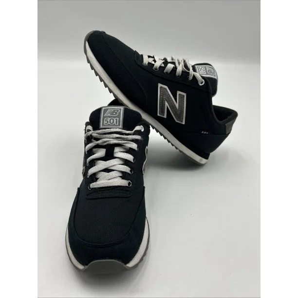 New Balance 501 Shoes Mens 9.5 Black Mesh Suede Breathable Running MZ501POB