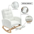 thumbnail image 6 of DEALTOPS Rocking Accent Chair with Footrest High Back Rubber Wood Legs for Bedroom Living Space-White, 6 of 7