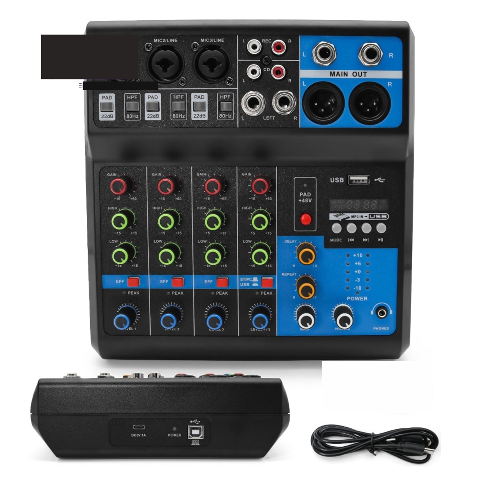 HD A4 A5 Sound Card Mixing Console Mixer Professional Audio 4 5 Channel Sound Mixer For Live Streaming DJ Audio Equipment ,Easy to Operate