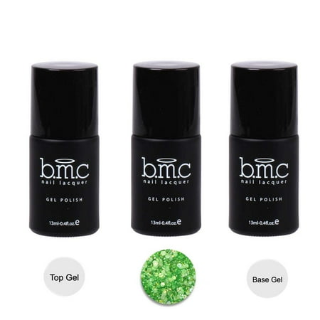 Gel Bases - BMC 3pc Hexagon Glitter Gel Nail Lacquer w/ Top Base Coat - Woodland Fantasy