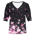 thumbnail image 6 of Womens Tops Short Sleeve Shirts Buttons V Neck Boho Print Fashion Summer Outfits Plus Size Blouses Dressy Casual Short Sleeve Tops For Women, 6 of 6