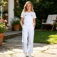 thumbnail image 2 of Tisuna Kids Boys And Girls Overalls Pants Solid Color Sleeveless Suspender Trousers With Pocket Casual Breathable Child Straight Leg Pants White Size 9-10 Years, 2 of 6