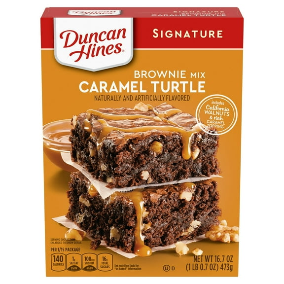 Duncan Hines Signature Caramel Turtle Brownie Mix - 16.7 oz, Pack of 4