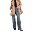thumbnail image 3 of Wide Leg Jeans for Women High Waisted Stretchy Straight Pants Leg Boyfriend Baggy Jeans Blue L, 3 of 8