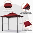 thumbnail image 2 of Eurmax 5FT x 8FT Double Tiered Replacement Canopy Grill BBQ Gazebo Roof Top Gazebo Replacement Canopy Roof（Burgundy）, 2 of 5