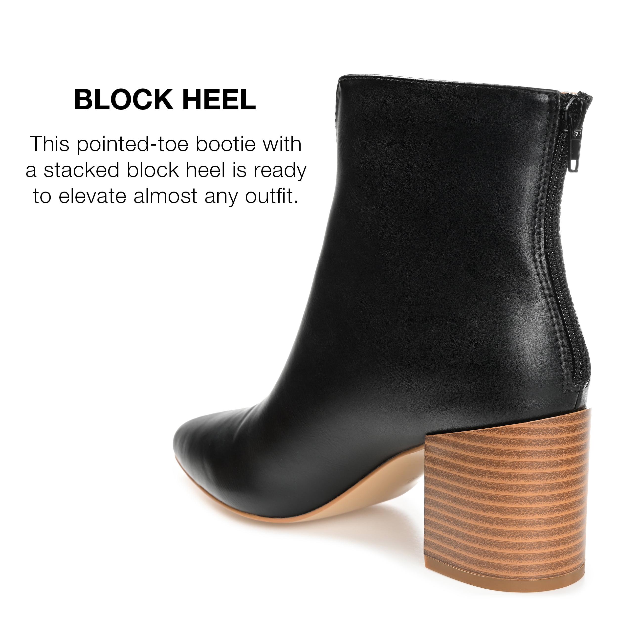 Journee Collection Womens Kayden Tru Comfort Foam Back Heel Zip Stacked Heel Booties