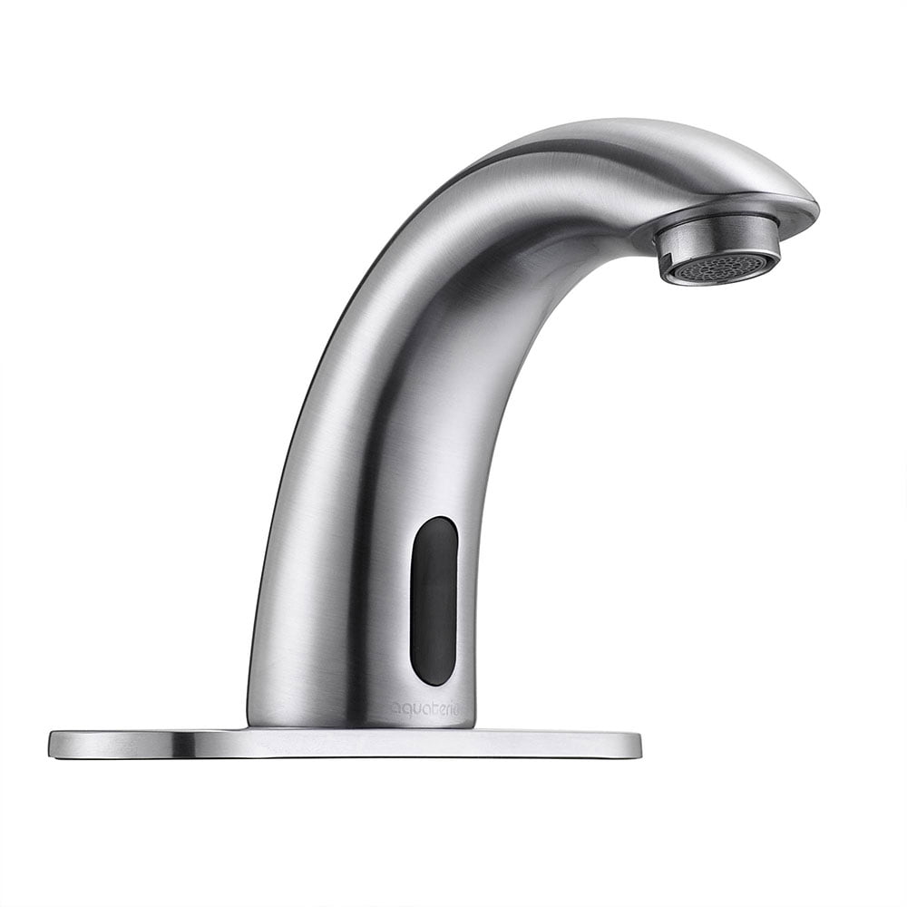 Chrome Finish Gimify Touchless Sensor Faucet Automatic Smart Single Hole Faucet Hands Free Tap Bathroom Sink Waterfall Faucet Battery Powered Solid Brass
