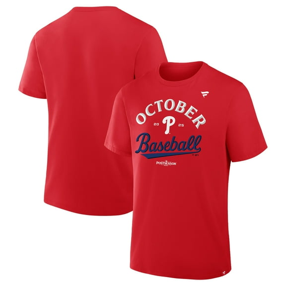 Men's Fanatics Red Philadelphia Phillies 2025 MLB Postseason Locker Room T-Shirt