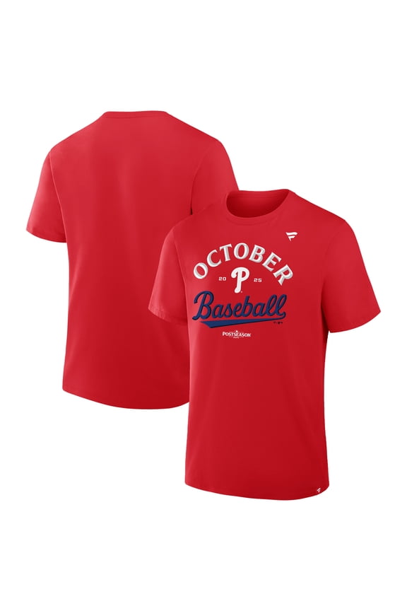 Men's Fanatics Red Philadelphia Phillies 2025 MLB Postseason Locker Room T-Shirt