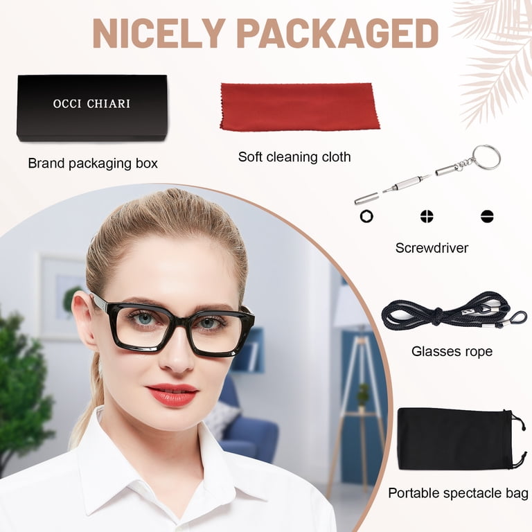 OCCI CHIARI Oversized Reading Glasses Square Large Frame  display picture 1