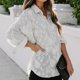 thumbnail image 5 of Camisa de mujer transparente de manga larga con cuello vuelto y botones, blusa informal de Color puro para mujer para el trabajo diario, 5 of 6