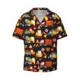 thumbnail image 4 of Uemuo Construction Truck Pattern Cotton Linen Short Sleeve Shirts,Casual Lightweight Button Down Shirts,Vacation Beach Summer Tops-Small, 4 of 7