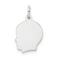 thumbnail image 1 of Beautiful 14k White Plain Small.013 Depth Facing Left Engravable Boy Charm, 1 of 1