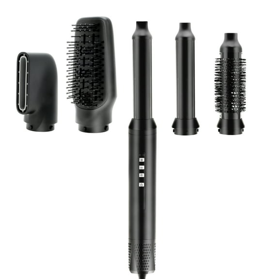 Unique Bargains 5 in 1 Air Styler Hot Air Brush Hair Dryer & Curling Iron with Attachments Professional Multi-Styler for Straightening Volumizing and Drying Lightweight & Fast Heating Black