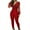 Red, variant on LYXSSBYX Cargo Pants Women Women's Long Sleeve Casual V-Neck Sheer Mesh Glitter Pocket Design Jumpsuit