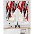 thumbnail image 2 of Red Black Grey Swag Valances for Windows, Moire Modern Artwork Abstract Rod Pocket Sheer Valances for Large Windows, Swag Toppers Light Filtering for Kitchen Living Room 2 Panels 36''x63'', 2 of 6