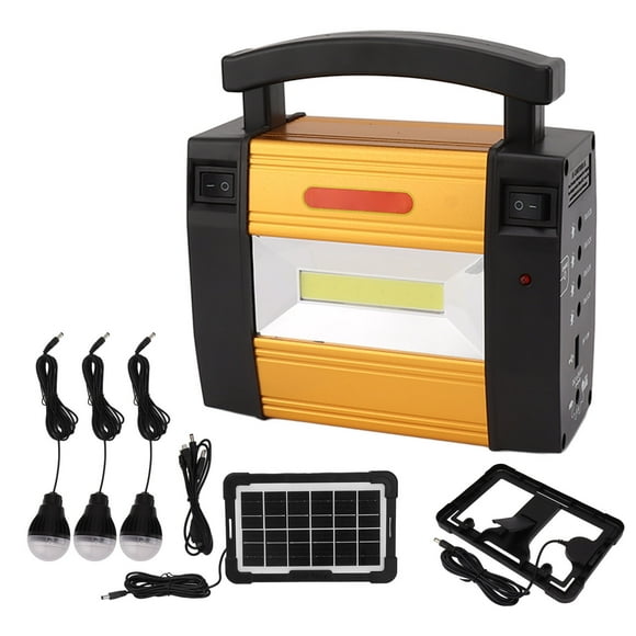 Power Station Solar Generator Portable LED Lights 5000mAh Battery with Solar Panel Light Bulbs for Emergency Outdoor